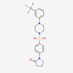 molecular formula C21H22F3N3O3S B10932123 1-[4-({4-[3-(Trifluoromethyl)phenyl]piperazin-1-yl}sulfonyl)phenyl]pyrrolidin-2-one 