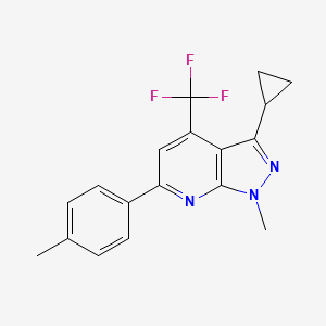 molecular formula C18H16F3N3 B10932151 3-cyclopropyl-1-methyl-6-(4-methylphenyl)-4-(trifluoromethyl)-1H-pyrazolo[3,4-b]pyridine 