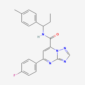 molecular formula C22H20FN5O B10932156 5-(4-fluorophenyl)-N-[1-(4-methylphenyl)propyl][1,2,4]triazolo[1,5-a]pyrimidine-7-carboxamide 