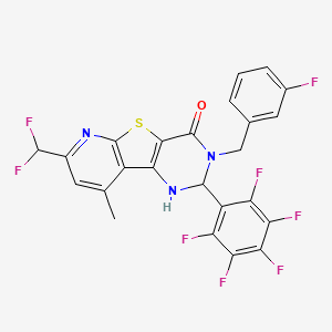 11-(difluoromethyl)-5-[(3-fluorophenyl)methyl]-13-methyl-4-(2,3,4,5,6-pentafluorophenyl)-8-thia-3,5,10-triazatricyclo[7.4.0.02,7]trideca-1(9),2(7),10,12-tetraen-6-one