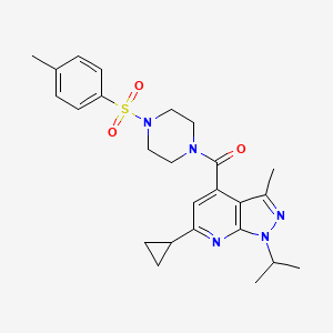 molecular formula C25H31N5O3S B10932180 [6-cyclopropyl-3-methyl-1-(propan-2-yl)-1H-pyrazolo[3,4-b]pyridin-4-yl]{4-[(4-methylphenyl)sulfonyl]piperazin-1-yl}methanone 