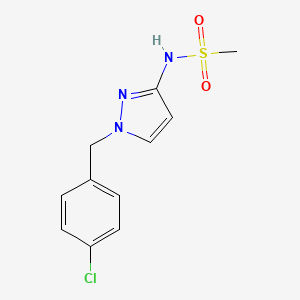 molecular formula C11H12ClN3O2S B10932186 N-[1-(4-chlorobenzyl)-1H-pyrazol-3-yl]methanesulfonamide 