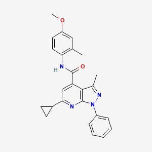 molecular formula C25H24N4O2 B10932229 6-cyclopropyl-N-(4-methoxy-2-methylphenyl)-3-methyl-1-phenyl-1H-pyrazolo[3,4-b]pyridine-4-carboxamide 