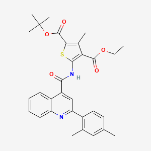 molecular formula C31H32N2O5S B10932244 2-Tert-butyl 4-ethyl 5-({[2-(2,4-dimethylphenyl)quinolin-4-yl]carbonyl}amino)-3-methylthiophene-2,4-dicarboxylate 