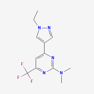 molecular formula C12H14F3N5 B10932266 4-(1-ethyl-1H-pyrazol-4-yl)-N,N-dimethyl-6-(trifluoromethyl)pyrimidin-2-amine 