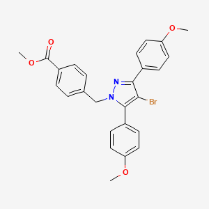 molecular formula C26H23BrN2O4 B10932279 methyl 4-{[4-bromo-3,5-bis(4-methoxyphenyl)-1H-pyrazol-1-yl]methyl}benzoate 