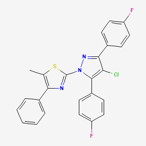 molecular formula C25H16ClF2N3S B10932286 2-[4-chloro-3,5-bis(4-fluorophenyl)-1H-pyrazol-1-yl]-5-methyl-4-phenyl-1,3-thiazole 