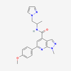 molecular formula C21H22N6O2 B10932293 6-(4-methoxyphenyl)-1-methyl-N-[1-(1H-pyrazol-1-yl)propan-2-yl]-1H-pyrazolo[3,4-b]pyridine-4-carboxamide 