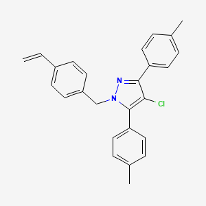 molecular formula C26H23ClN2 B10932298 4-chloro-1-(4-ethenylbenzyl)-3,5-bis(4-methylphenyl)-1H-pyrazole 