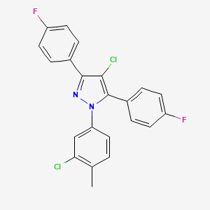 molecular formula C22H14Cl2F2N2 B10932323 4-chloro-1-(3-chloro-4-methylphenyl)-3,5-bis(4-fluorophenyl)-1H-pyrazole 