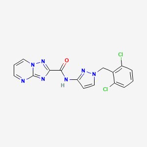 molecular formula C16H11Cl2N7O B10932330 N-[1-(2,6-dichlorobenzyl)-1H-pyrazol-3-yl][1,2,4]triazolo[1,5-a]pyrimidine-2-carboxamide 