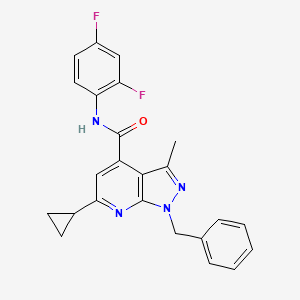 molecular formula C24H20F2N4O B10932334 1-benzyl-6-cyclopropyl-N-(2,4-difluorophenyl)-3-methyl-1H-pyrazolo[3,4-b]pyridine-4-carboxamide 