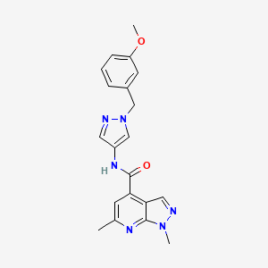 molecular formula C20H20N6O2 B10932347 N-[1-(3-methoxybenzyl)-1H-pyrazol-4-yl]-1,6-dimethyl-1H-pyrazolo[3,4-b]pyridine-4-carboxamide 