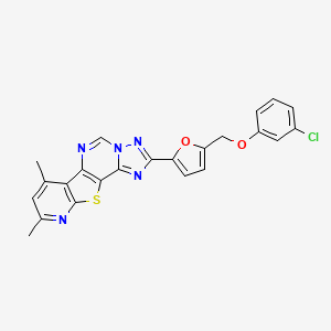 molecular formula C23H16ClN5O2S B10932406 4-[5-[(3-chlorophenoxy)methyl]furan-2-yl]-11,13-dimethyl-16-thia-3,5,6,8,14-pentazatetracyclo[7.7.0.02,6.010,15]hexadeca-1(9),2,4,7,10(15),11,13-heptaene 