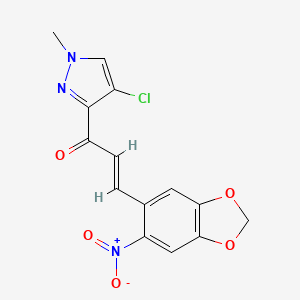 (2E)-1-(4-chloro-1-methyl-1H-pyrazol-3-yl)-3-(6-nitro-1,3-benzodioxol-5-yl)prop-2-en-1-one