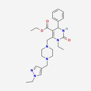 ethyl 1-ethyl-6-({4-[(1-ethyl-1H-pyrazol-4-yl)methyl]piperazin-1-yl}methyl)-2-oxo-4-phenyl-1,2,3,4-tetrahydropyrimidine-5-carboxylate