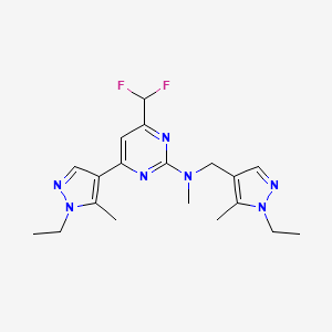 molecular formula C19H25F2N7 B10932470 4-(difluoromethyl)-6-(1-ethyl-5-methyl-1H-pyrazol-4-yl)-N-[(1-ethyl-5-methyl-1H-pyrazol-4-yl)methyl]-N-methylpyrimidin-2-amine 