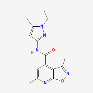 molecular formula C15H17N5O2 B10932471 N-(1-ethyl-5-methyl-1H-pyrazol-3-yl)-3,6-dimethyl[1,2]oxazolo[5,4-b]pyridine-4-carboxamide 