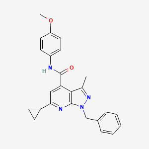 molecular formula C25H24N4O2 B10932502 1-benzyl-6-cyclopropyl-N-(4-methoxyphenyl)-3-methyl-1H-pyrazolo[3,4-b]pyridine-4-carboxamide 