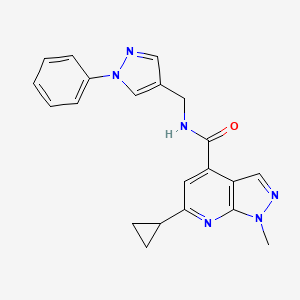 molecular formula C21H20N6O B10932528 6-cyclopropyl-1-methyl-N-[(1-phenyl-1H-pyrazol-4-yl)methyl]-1H-pyrazolo[3,4-b]pyridine-4-carboxamide 