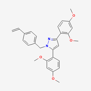 molecular formula C28H28N2O4 B10932540 3,5-bis(2,4-dimethoxyphenyl)-1-(4-ethenylbenzyl)-1H-pyrazole 