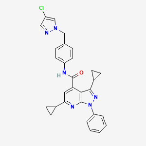 N-{4-[(4-chloro-1H-pyrazol-1-yl)methyl]phenyl}-3,6-dicyclopropyl-1-phenyl-1H-pyrazolo[3,4-b]pyridine-4-carboxamide