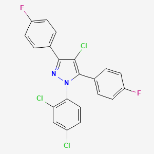 molecular formula C21H11Cl3F2N2 B10932699 4-chloro-1-(2,4-dichlorophenyl)-3,5-bis(4-fluorophenyl)-1H-pyrazole 