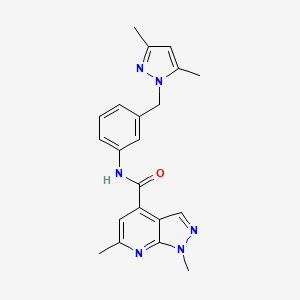 molecular formula C21H22N6O B10932703 N-{3-[(3,5-dimethyl-1H-pyrazol-1-yl)methyl]phenyl}-1,6-dimethyl-1H-pyrazolo[3,4-b]pyridine-4-carboxamide 