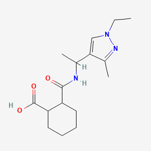 molecular formula C16H25N3O3 B10932809 2-{[1-(1-ethyl-3-methyl-1H-pyrazol-4-yl)ethyl]carbamoyl}cyclohexanecarboxylic acid 