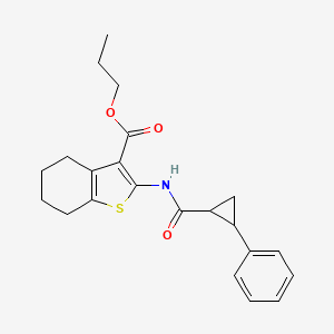 molecular formula C22H25NO3S B10932814 Propyl 2-{[(2-phenylcyclopropyl)carbonyl]amino}-4,5,6,7-tetrahydro-1-benzothiophene-3-carboxylate 