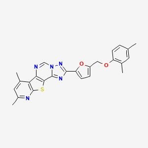 4-[5-[(2,4-dimethylphenoxy)methyl]furan-2-yl]-11,13-dimethyl-16-thia-3,5,6,8,14-pentazatetracyclo[7.7.0.02,6.010,15]hexadeca-1(9),2,4,7,10(15),11,13-heptaene