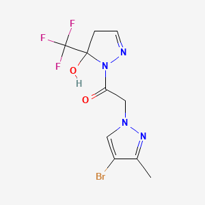 molecular formula C10H10BrF3N4O2 B10932836 2-(4-bromo-3-methyl-1H-pyrazol-1-yl)-1-[5-hydroxy-5-(trifluoromethyl)-4,5-dihydro-1H-pyrazol-1-yl]ethanone 