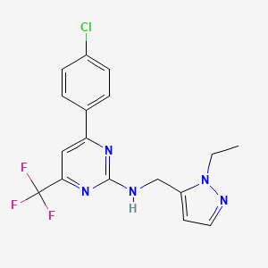 molecular formula C17H15ClF3N5 B10932884 4-(4-chlorophenyl)-N-[(1-ethyl-1H-pyrazol-5-yl)methyl]-6-(trifluoromethyl)pyrimidin-2-amine 