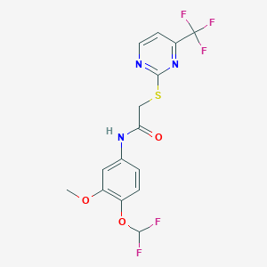 molecular formula C15H12F5N3O3S B10932888 N-[4-(difluoromethoxy)-3-methoxyphenyl]-2-{[4-(trifluoromethyl)pyrimidin-2-yl]sulfanyl}acetamide 