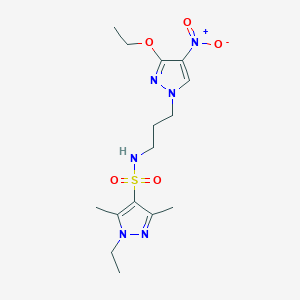 molecular formula C15H24N6O5S B10932901 N-[3-(3-ethoxy-4-nitro-1H-pyrazol-1-yl)propyl]-1-ethyl-3,5-dimethyl-1H-pyrazole-4-sulfonamide 