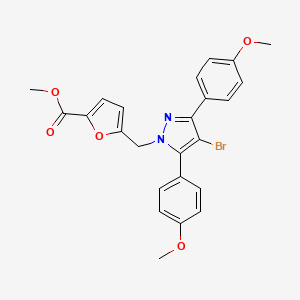 methyl 5-{[4-bromo-3,5-bis(4-methoxyphenyl)-1H-pyrazol-1-yl]methyl}furan-2-carboxylate