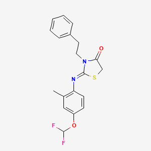 molecular formula C19H18F2N2O2S B10932964 (2Z)-2-{[4-(difluoromethoxy)-2-methylphenyl]imino}-3-(2-phenylethyl)-1,3-thiazolidin-4-one 