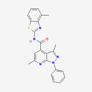 molecular formula C23H19N5OS B10932970 3,6-dimethyl-N-(4-methyl-1,3-benzothiazol-2-yl)-1-phenyl-1H-pyrazolo[3,4-b]pyridine-4-carboxamide 