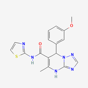 molecular formula C17H16N6O2S B10932987 7-(3-methoxyphenyl)-5-methyl-N-(1,3-thiazol-2-yl)-4,7-dihydro[1,2,4]triazolo[1,5-a]pyrimidine-6-carboxamide 