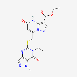 ethyl 7-{[(6-ethyl-1-methyl-7-oxo-6,7-dihydro-1H-pyrazolo[4,3-d]pyrimidin-5-yl)sulfanyl]methyl}-5-oxo-4,5-dihydropyrazolo[1,5-a]pyrimidine-3-carboxylate