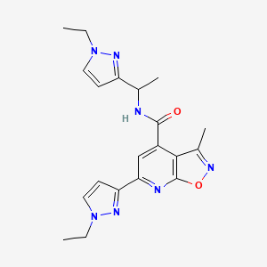 molecular formula C20H23N7O2 B10933024 6-(1-ethyl-1H-pyrazol-3-yl)-N-[1-(1-ethyl-1H-pyrazol-3-yl)ethyl]-3-methyl[1,2]oxazolo[5,4-b]pyridine-4-carboxamide 