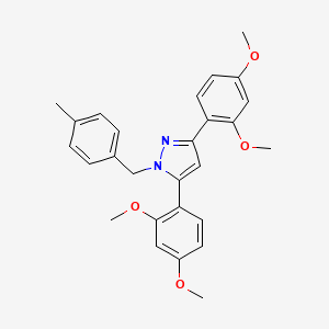 molecular formula C27H28N2O4 B10933057 3,5-bis(2,4-dimethoxyphenyl)-1-(4-methylbenzyl)-1H-pyrazole 