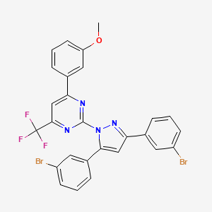 molecular formula C27H17Br2F3N4O B10933067 2-[3,5-bis(3-bromophenyl)-1H-pyrazol-1-yl]-4-(3-methoxyphenyl)-6-(trifluoromethyl)pyrimidine 