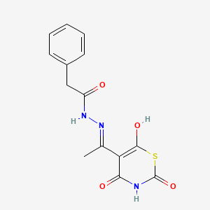 2-phenyl-N'-[(1E)-1-(2,4,6-trioxo-1,3-thiazinan-5-ylidene)ethyl]acetohydrazide