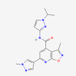 molecular formula C18H19N7O2 B10933089 3-methyl-6-(1-methyl-1H-pyrazol-4-yl)-N-[1-(propan-2-yl)-1H-pyrazol-3-yl][1,2]oxazolo[5,4-b]pyridine-4-carboxamide 