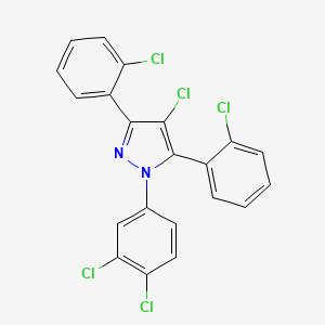 molecular formula C21H11Cl5N2 B10933098 4-chloro-3,5-bis(2-chlorophenyl)-1-(3,4-dichlorophenyl)-1H-pyrazole 