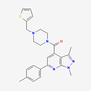 molecular formula C25H27N5OS B10933103 [1,3-dimethyl-6-(4-methylphenyl)-1H-pyrazolo[3,4-b]pyridin-4-yl][4-(thiophen-2-ylmethyl)piperazin-1-yl]methanone 