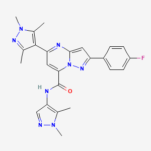 molecular formula C24H23FN8O B10933125 N-(1,5-dimethyl-1H-pyrazol-4-yl)-2-(4-fluorophenyl)-5-(1,3,5-trimethyl-1H-pyrazol-4-yl)pyrazolo[1,5-a]pyrimidine-7-carboxamide 