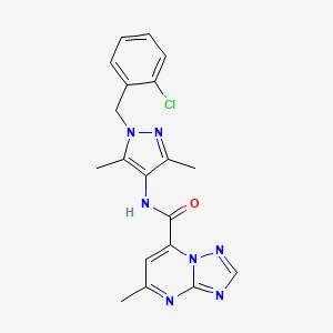 molecular formula C19H18ClN7O B10933183 N-[1-(2-chlorobenzyl)-3,5-dimethyl-1H-pyrazol-4-yl]-5-methyl[1,2,4]triazolo[1,5-a]pyrimidine-7-carboxamide 