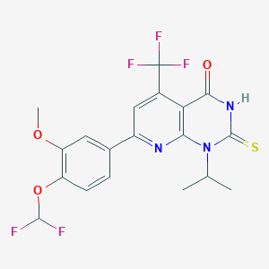 molecular formula C19H16F5N3O3S B10933191 7-[4-(difluoromethoxy)-3-methoxyphenyl]-1-(propan-2-yl)-2-sulfanyl-5-(trifluoromethyl)pyrido[2,3-d]pyrimidin-4(1H)-one 